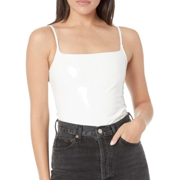 Commando Faux Patent Leather Spaghetti Strap Bodysuit in White Size Medi… - Picture 1 of 3